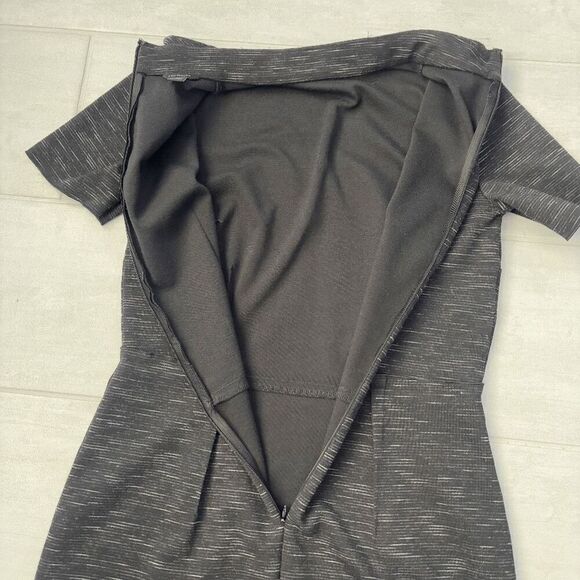 Ann Taylor Dress Sheath Midi Short Sleeve Dark Grey Size 2 Business Casual Work - Picture 6 of 7